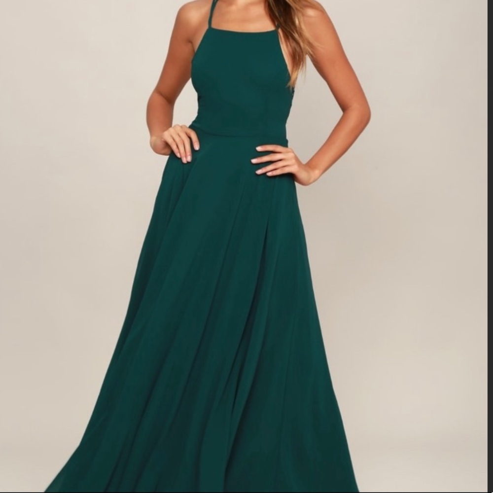 Lulus Strappy to be Here Forest Green Maxi Dress